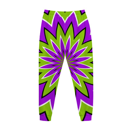 Green Flower Moving Optical Illusion Jogger Pants