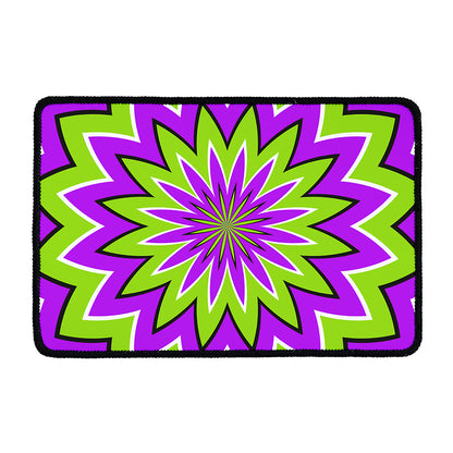Green Flower Moving Optical Illusion Kitchen Mat