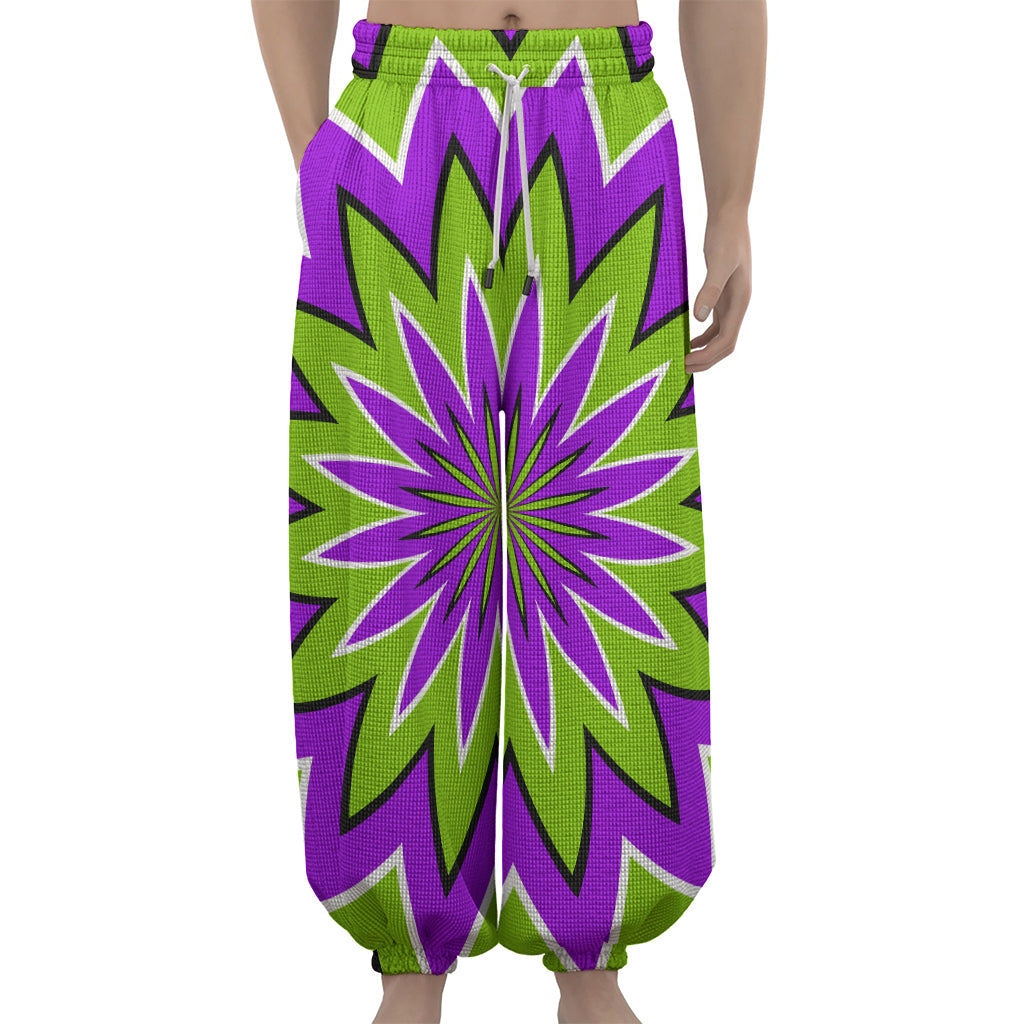 Green Flower Moving Optical Illusion Lantern Pants