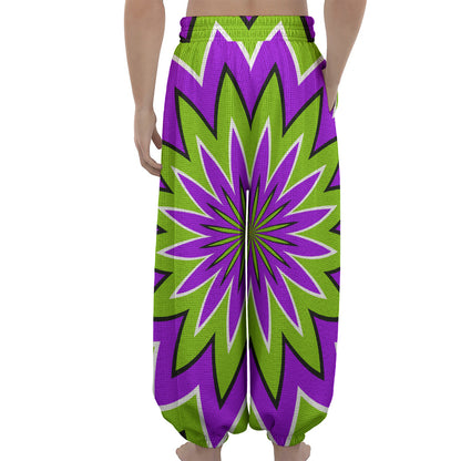 Green Flower Moving Optical Illusion Lantern Pants