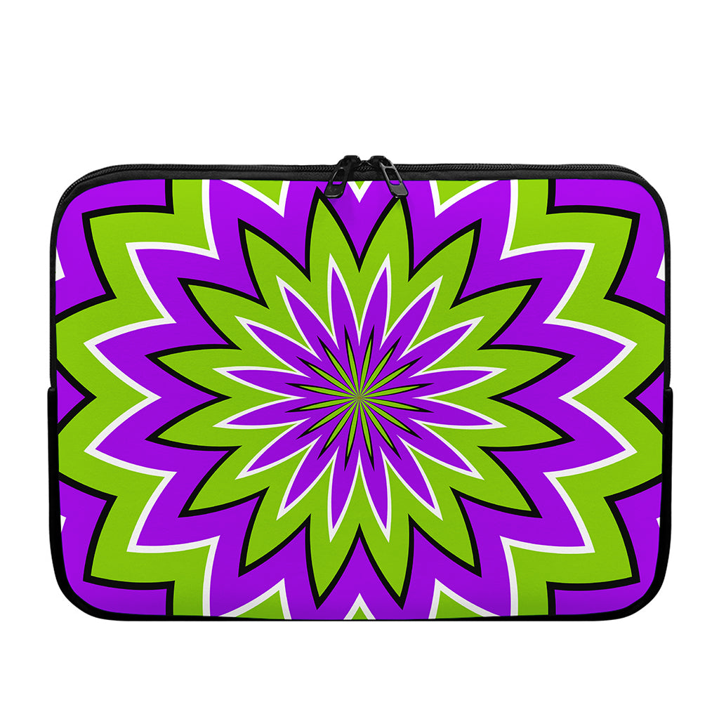 Green Flower Moving Optical Illusion Laptop Sleeve