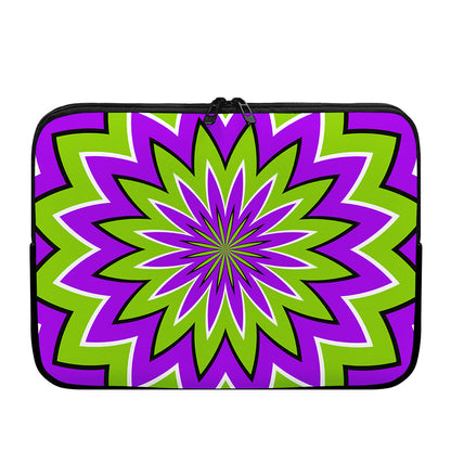 Green Flower Moving Optical Illusion Laptop Sleeve