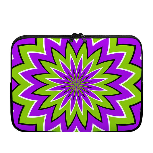 Green Flower Moving Optical Illusion Laptop Sleeve