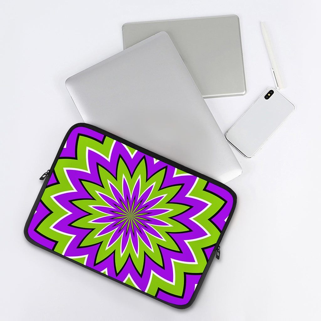 Green Flower Moving Optical Illusion Laptop Sleeve