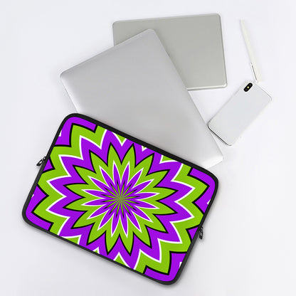 Green Flower Moving Optical Illusion Laptop Sleeve