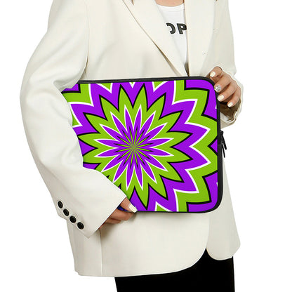 Green Flower Moving Optical Illusion Laptop Sleeve