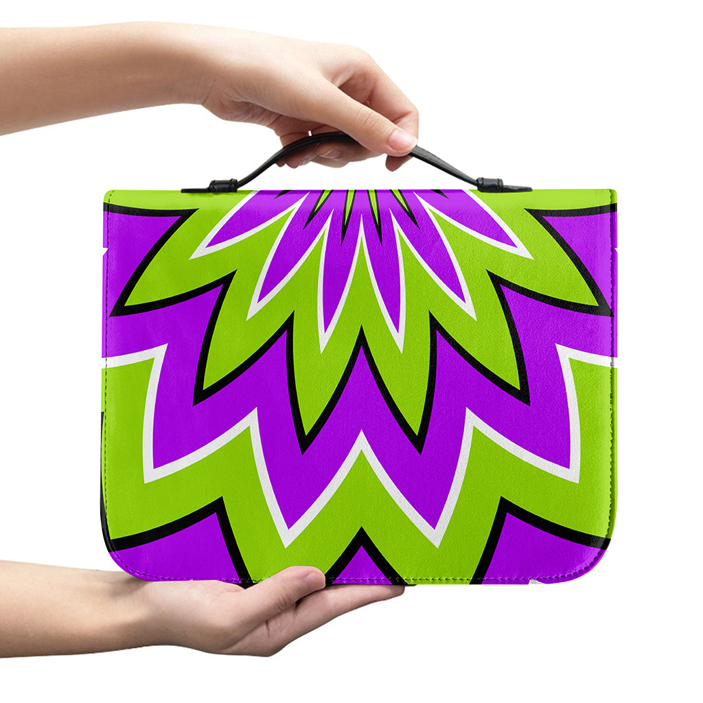 Green Flower Moving Optical Illusion Leather Bible Cover