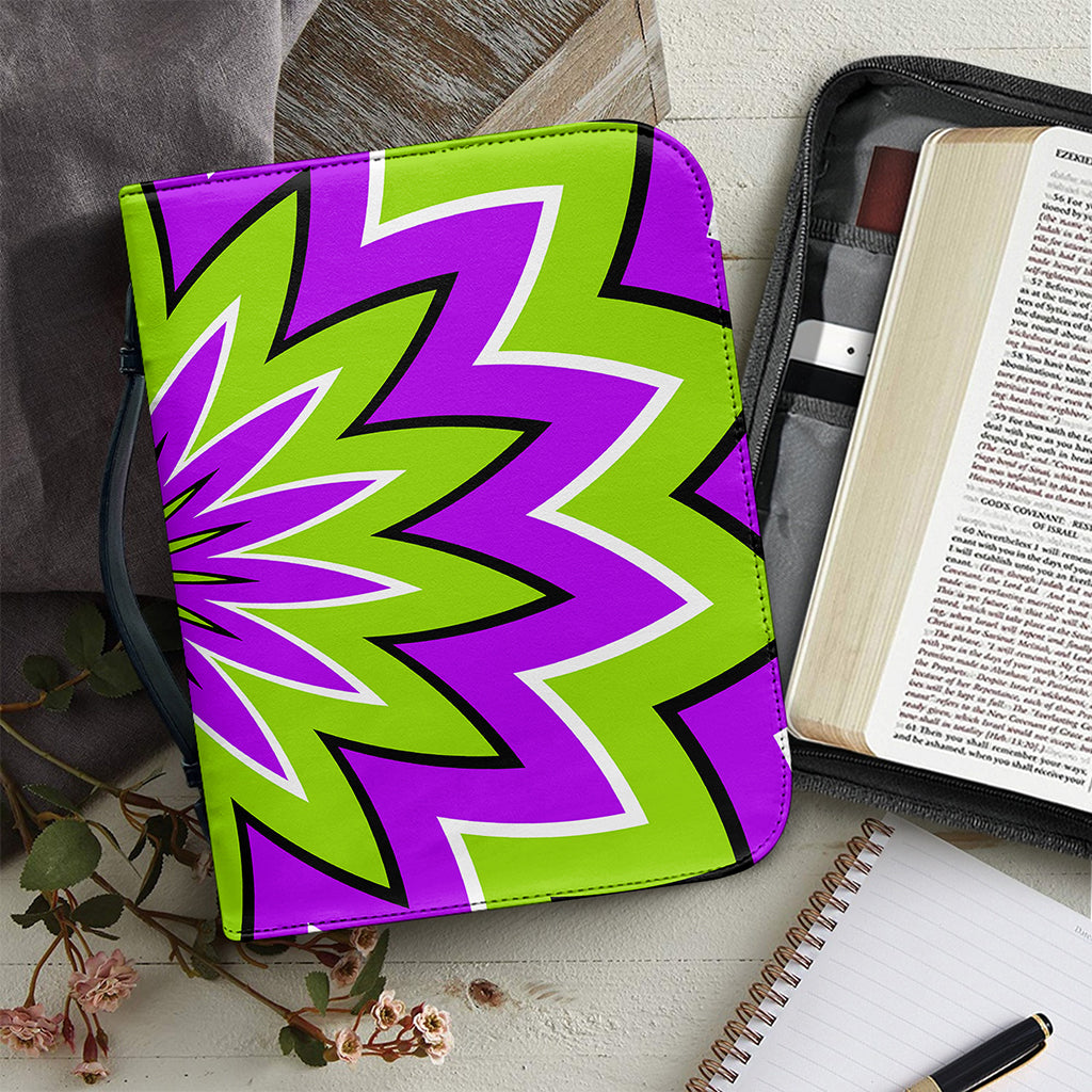 Green Flower Moving Optical Illusion Leather Bible Cover