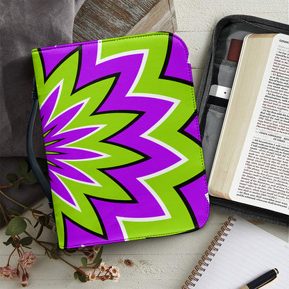 Green Flower Moving Optical Illusion Leather Bible Cover