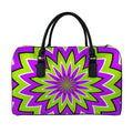 Green Flower Moving Optical Illusion Leather Duffel Bag