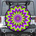 Green Flower Moving Optical Illusion Leather Spare Tire Cover