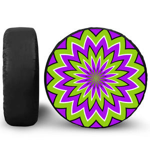 Green Flower Moving Optical Illusion Leather Spare Tire Cover