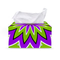 Green Flower Moving Optical Illusion Leather Tissue Box Cover