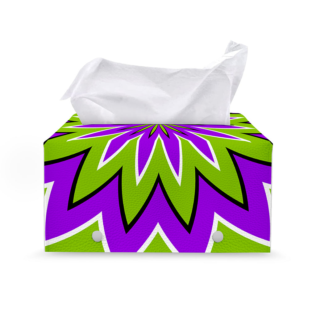 Green Flower Moving Optical Illusion Leather Tissue Box Cover
