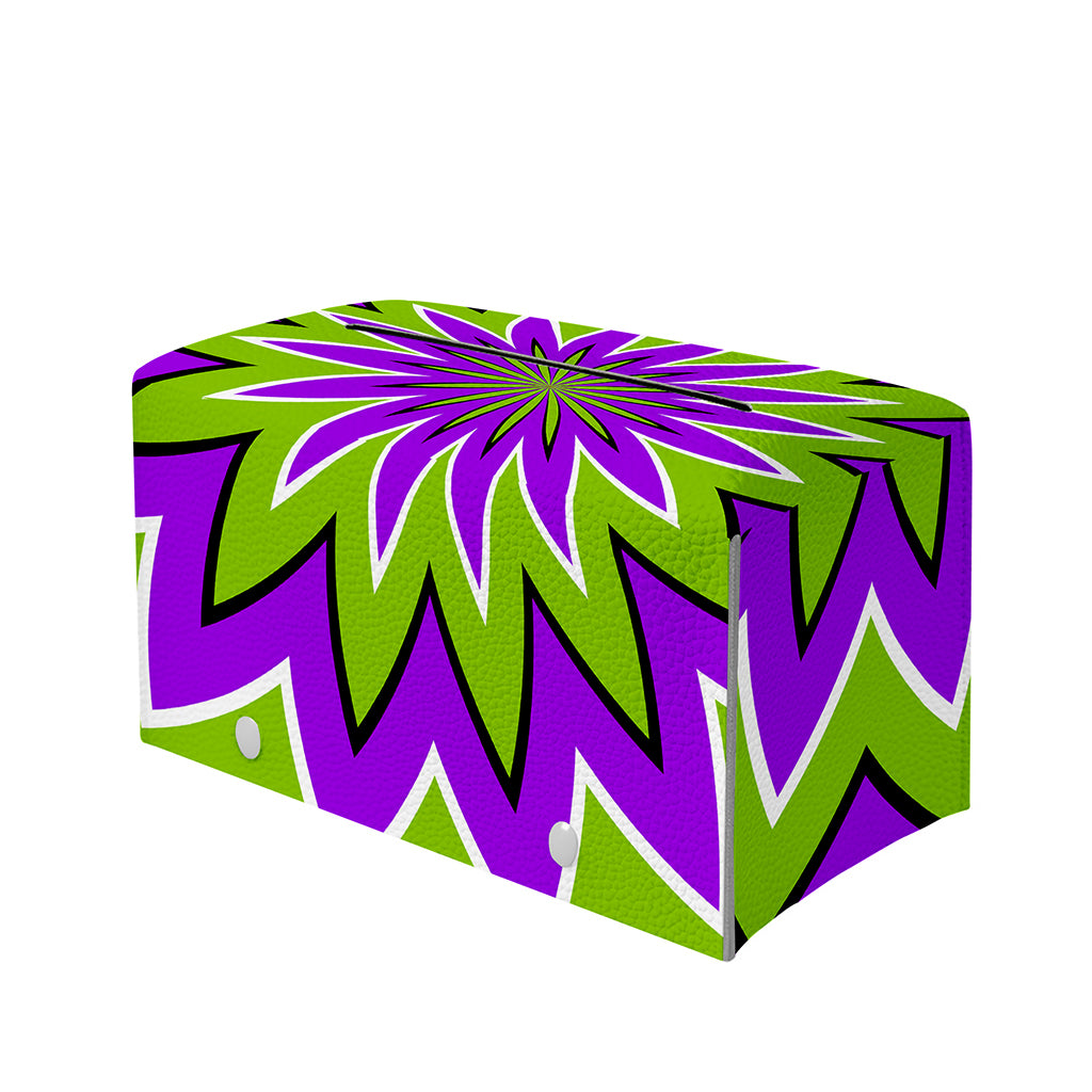 Green Flower Moving Optical Illusion Leather Tissue Box Cover