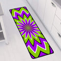 Green Flower Moving Optical Illusion Long Kitchen Mat