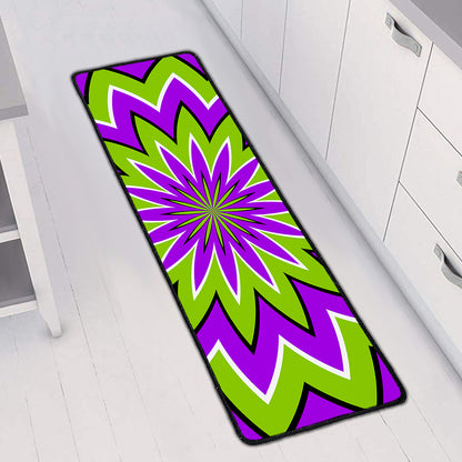 Green Flower Moving Optical Illusion Long Kitchen Mat