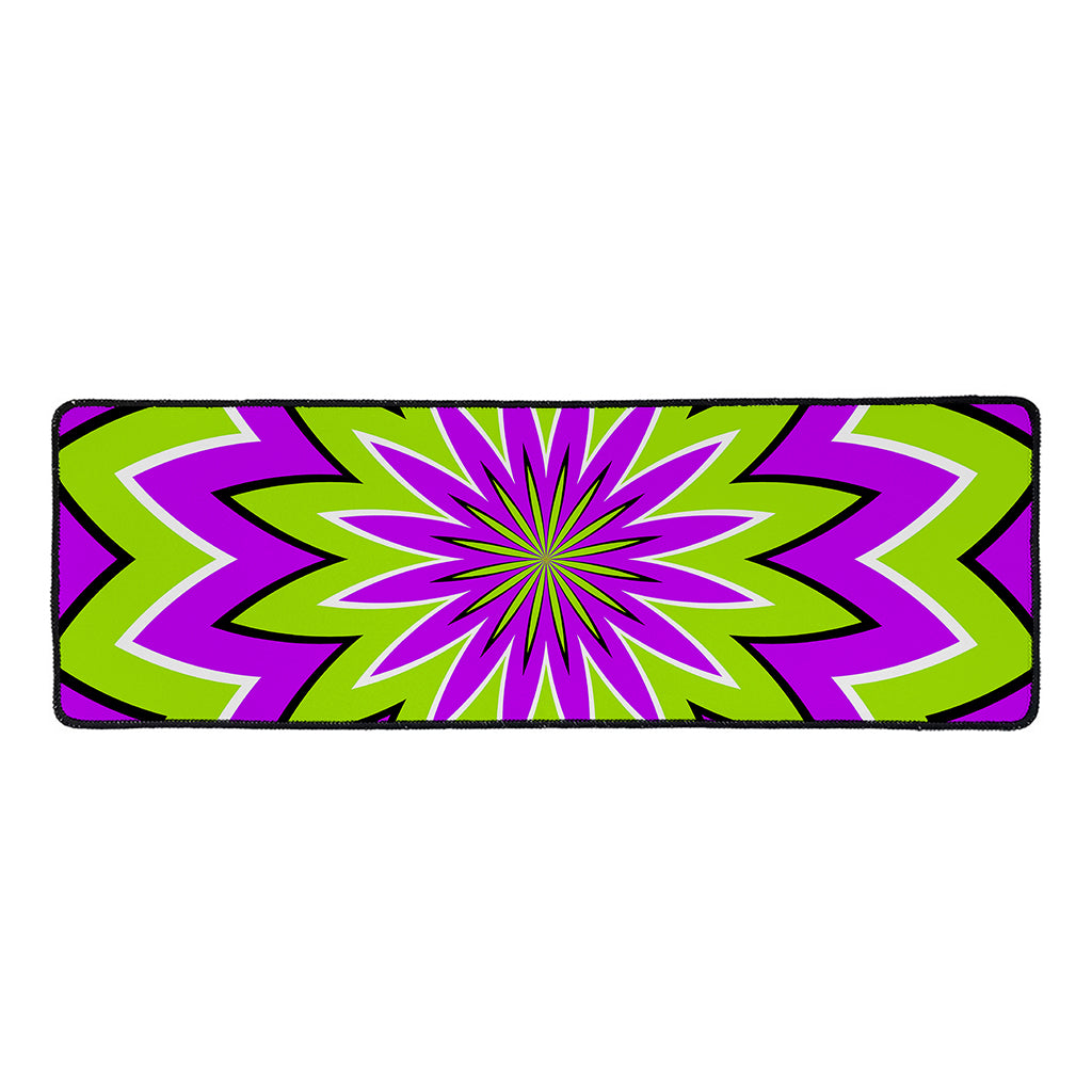 Green Flower Moving Optical Illusion Long Kitchen Mat