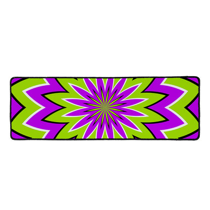 Green Flower Moving Optical Illusion Long Kitchen Mat