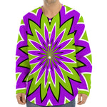 Green Flower Moving Optical Illusion Long Sleeve Baseball Jersey