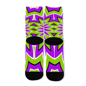 Green Flower Moving Optical Illusion Long Socks