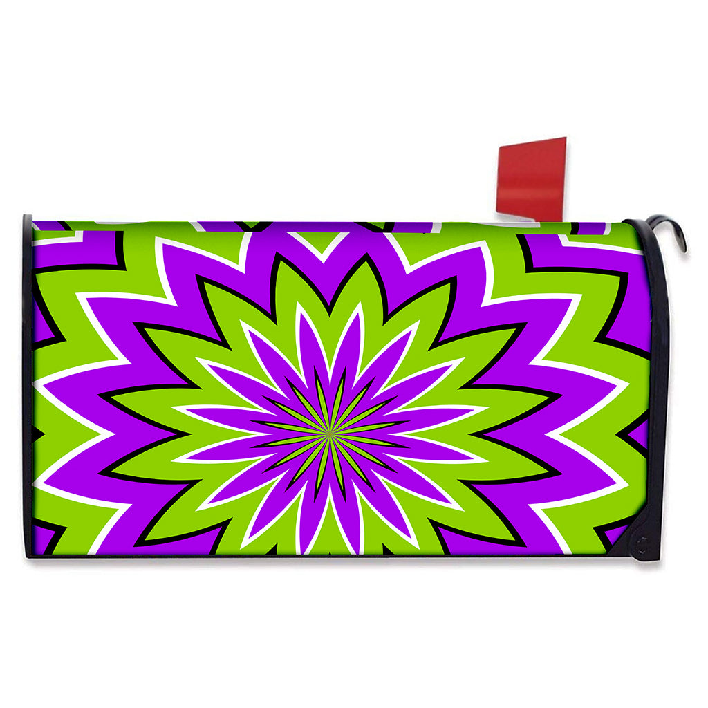Green Flower Moving Optical Illusion Mailbox Cover