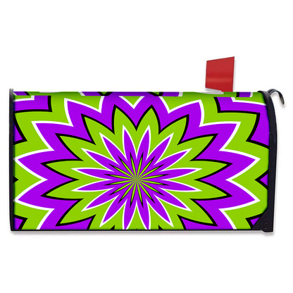 Green Flower Moving Optical Illusion Mailbox Cover