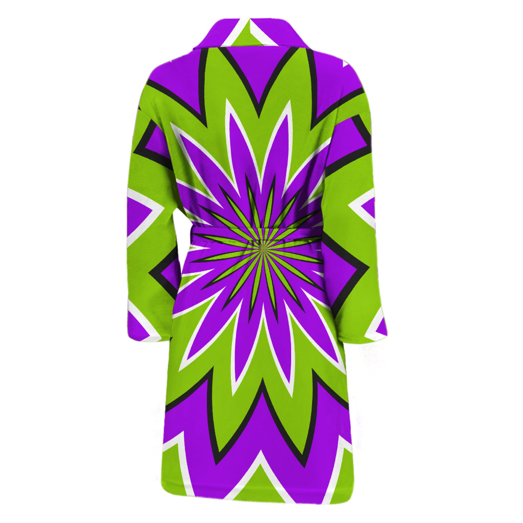 Green Flower Moving Optical Illusion Men's Bathrobe