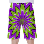 Green Flower Moving Optical Illusion Men's Beach Shorts