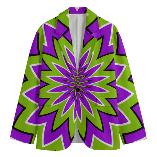 Green Flower Moving Optical Illusion Men's Blazer