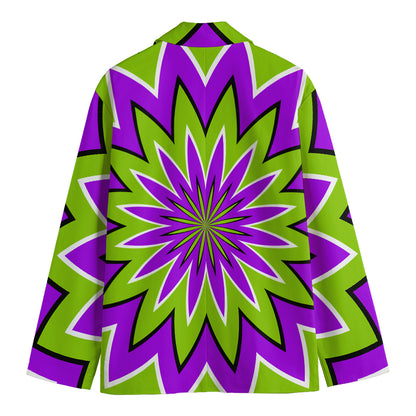 Green Flower Moving Optical Illusion Men's Blazer