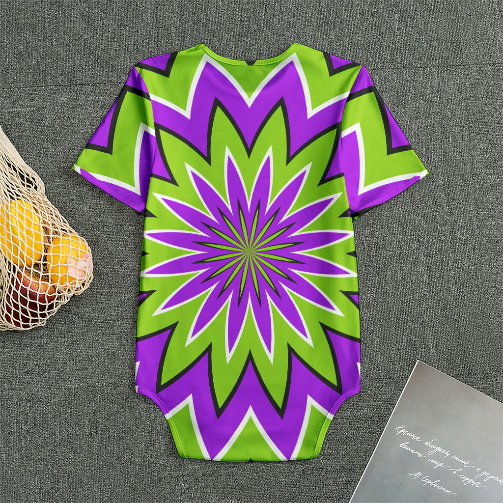 Green Flower Moving Optical Illusion Men's Bodysuit