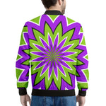 Green Flower Moving Optical Illusion Men's Bomber Jacket