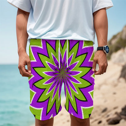 Green Flower Moving Optical Illusion Men's Cargo Shorts