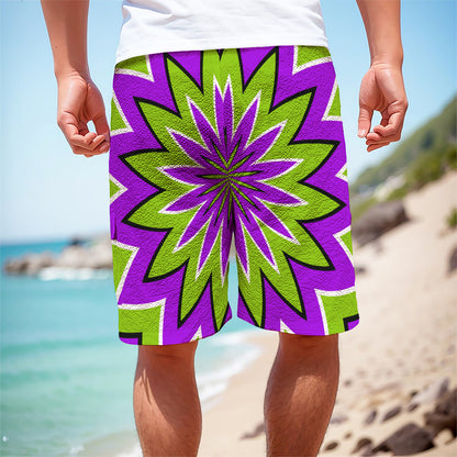 Green Flower Moving Optical Illusion Men's Cargo Shorts