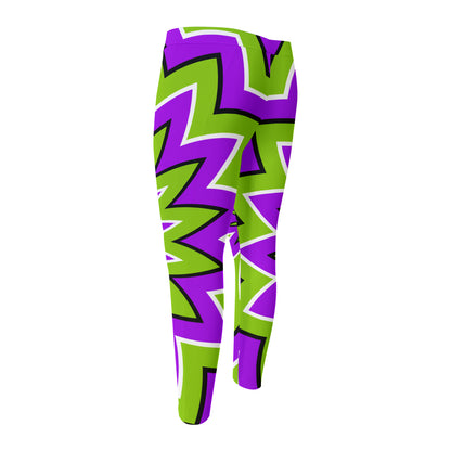 Green Flower Moving Optical Illusion Men's Compression Pants