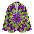 Green Flower Moving Optical Illusion Men's Cotton Blazer