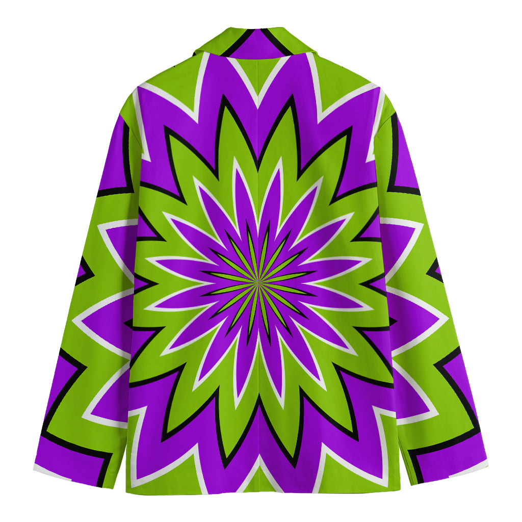 Green Flower Moving Optical Illusion Men's Cotton Blazer