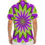 Green Flower Moving Optical Illusion Men's Deep V-Neck Shirt