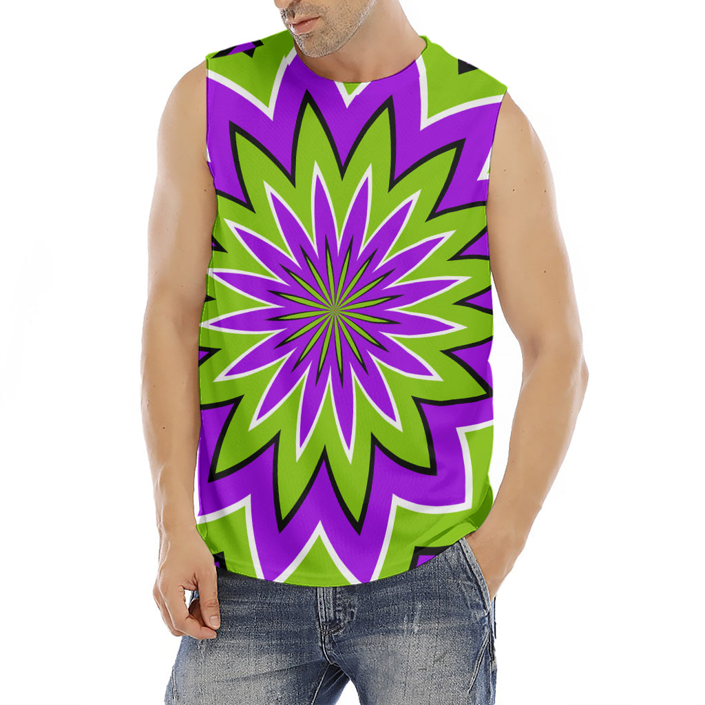 Green Flower Moving Optical Illusion Men's Fitness Tank Top