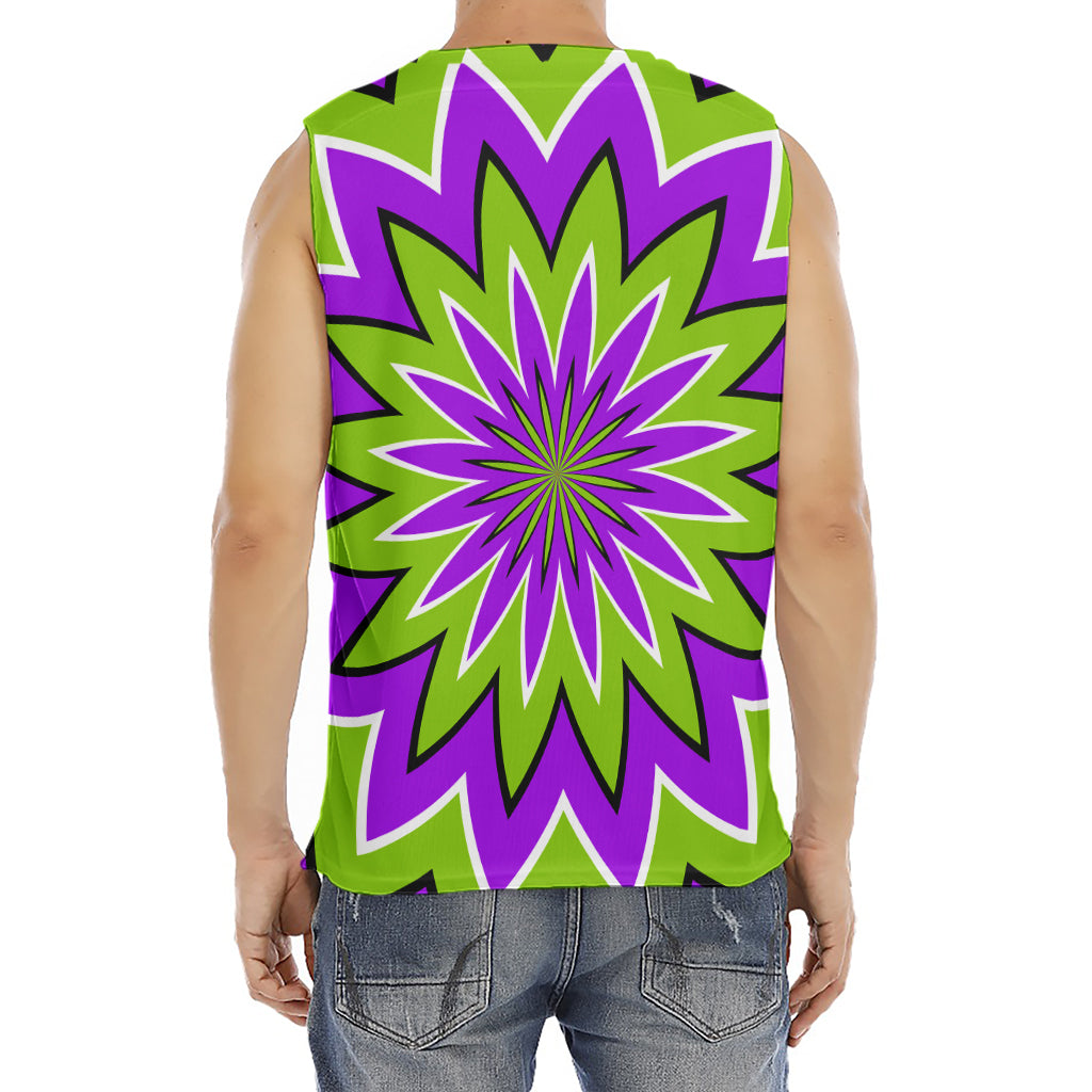 Green Flower Moving Optical Illusion Men's Fitness Tank Top