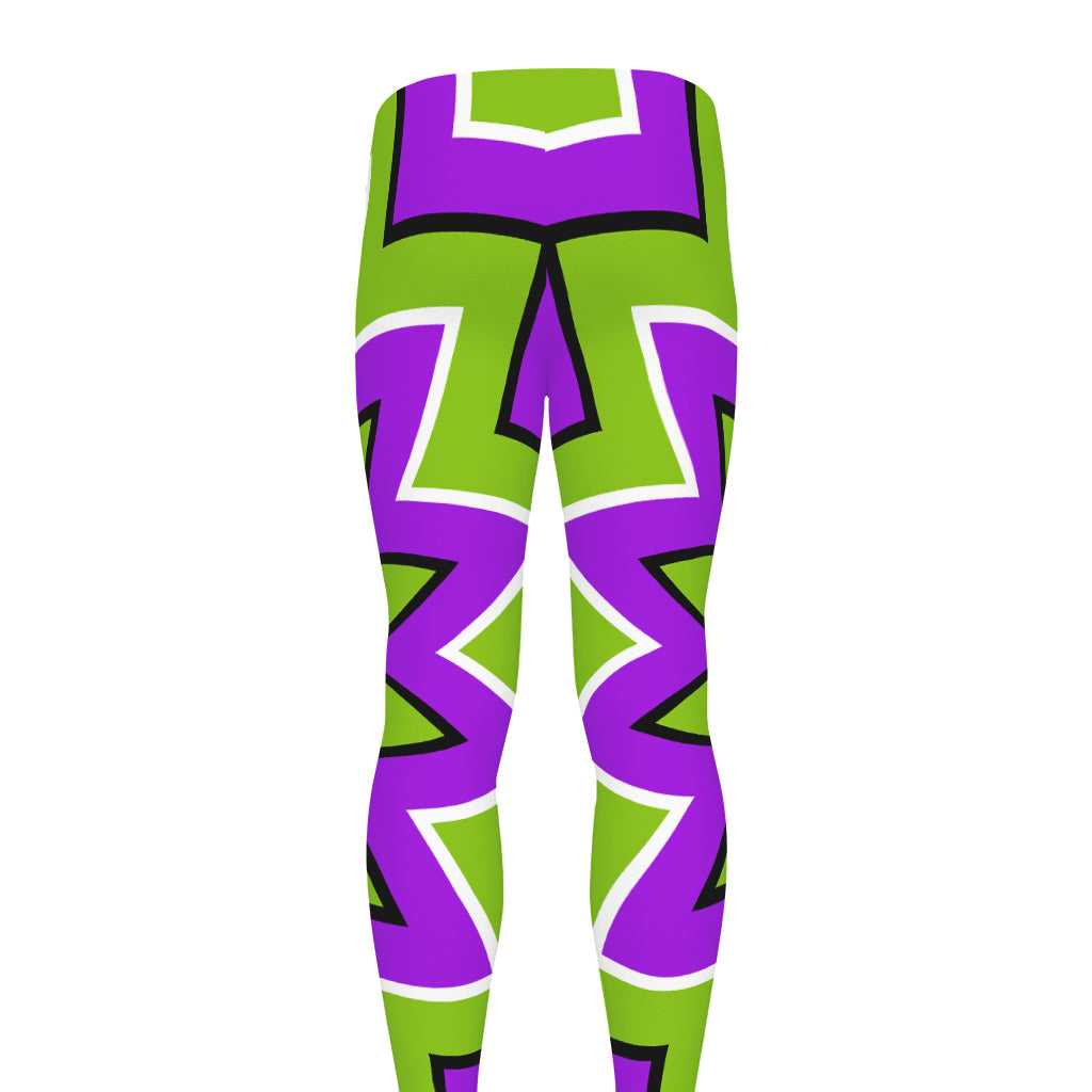 Green Flower Moving Optical Illusion Men's leggings