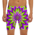 Green Flower Moving Optical Illusion Men's Long Boxer Briefs