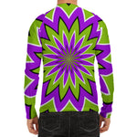 Green Flower Moving Optical Illusion Men's Long Sleeve Rash Guard