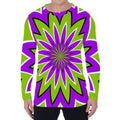 Green Flower Moving Optical Illusion Men's Long Sleeve T-Shirt