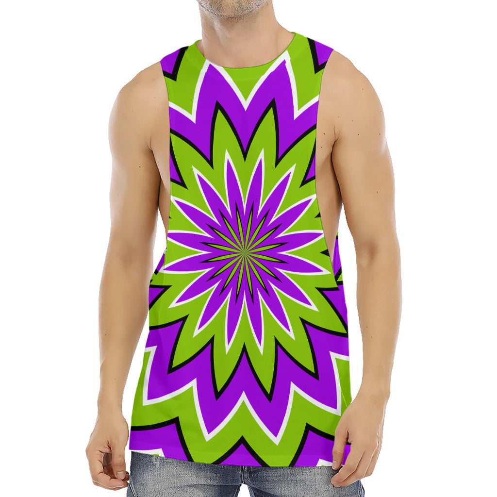 Green Flower Moving Optical Illusion Men's Muscle Tank Top