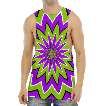 Green Flower Moving Optical Illusion Men's Muscle Tank Top