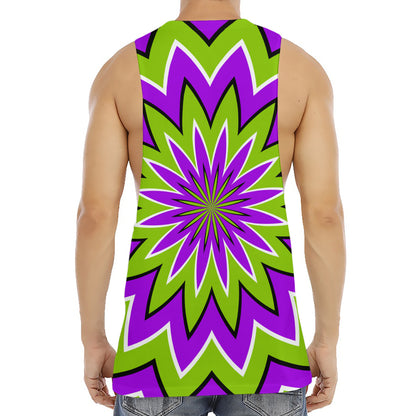 Green Flower Moving Optical Illusion Men's Muscle Tank Top