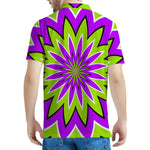 Green Flower Moving Optical Illusion Men's Polo Shirt