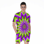 Green Flower Moving Optical Illusion Men's Rompers